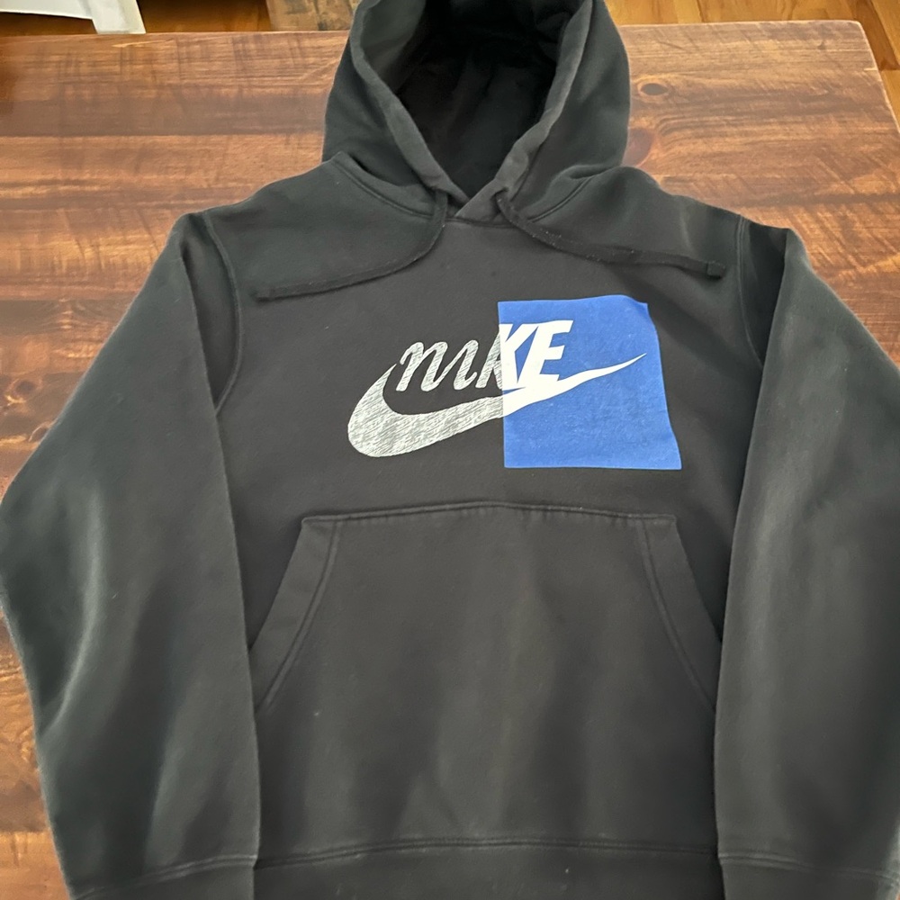 Nike Men's Black and Blue Hoodie